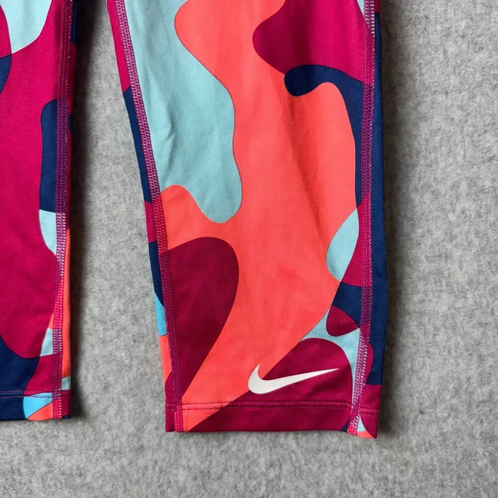 Nike Pro Dri Fit Leggings Girls Lg Camo Athletic Running Activewear Performance
